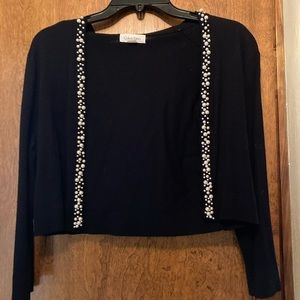 NWT Calvin Klein black cardigan sweater with Pearl detail, size Small